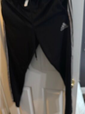adidas Black Joggers with White Side Stripes